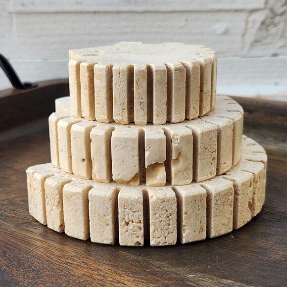 RARE 70s Fratelli Mannelli Hedgehog In Cream Travertine MCM Italy Set 3 Sm Md Lg - Picture 5 of 15